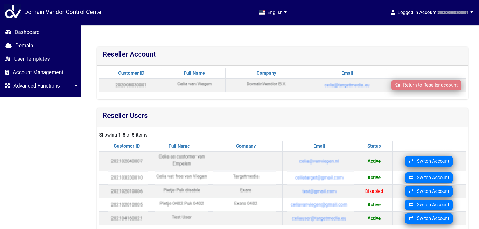 Reseller Control Center